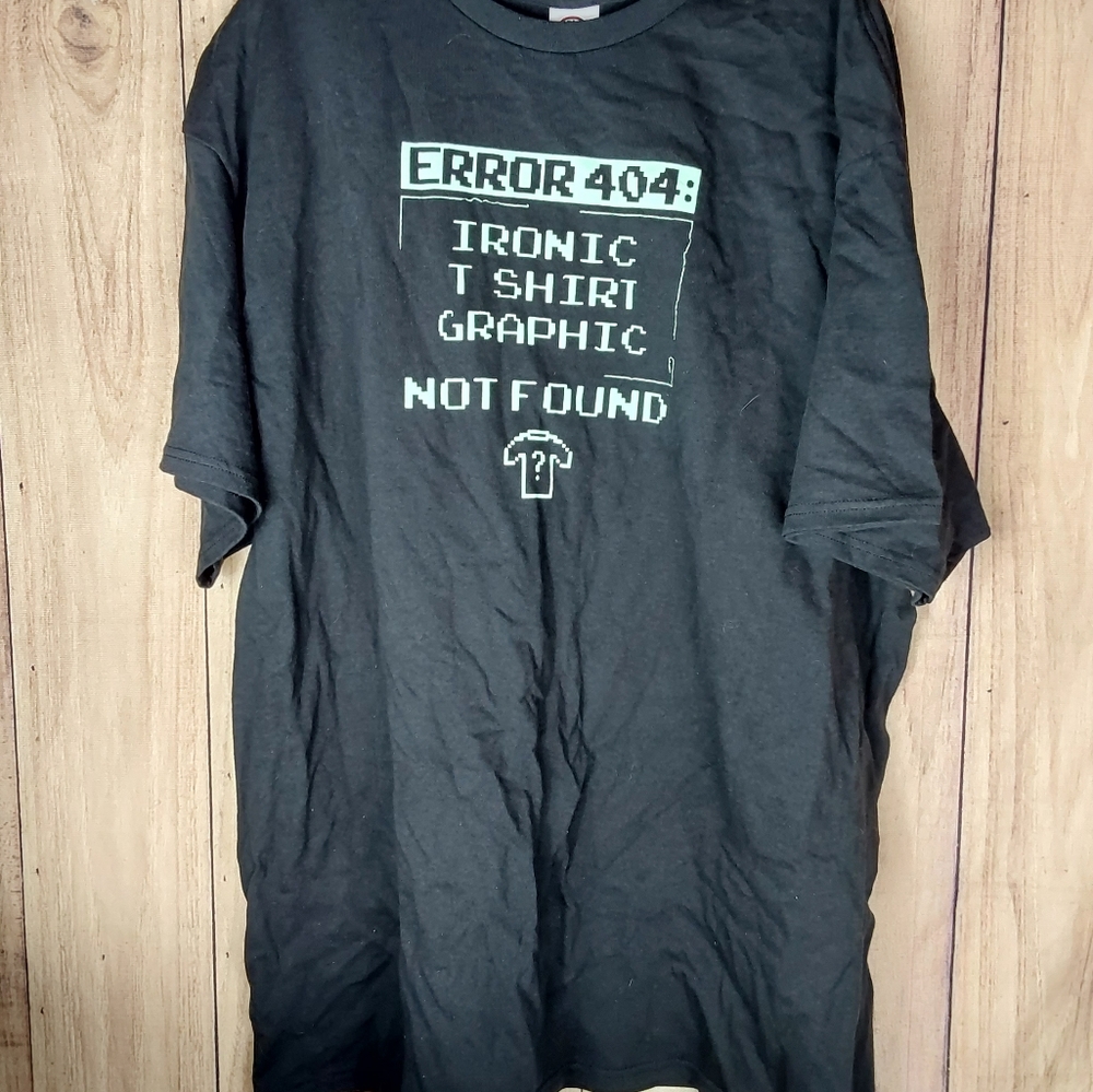 Error 404 Ironic T-Shirt Graphic Essential T-Shirt. Gray With Green Writing - Picture 4 of 11